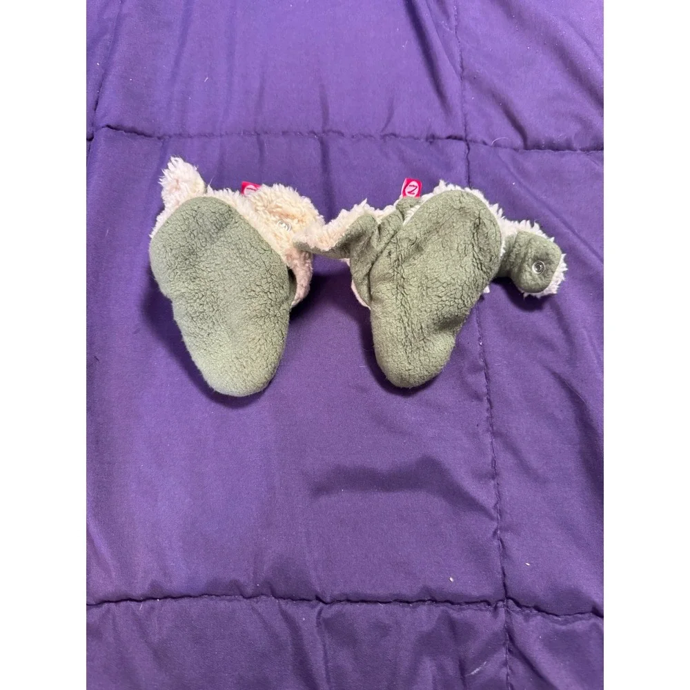 Zutano Cozie Baby Fleece Booties Sage Green Cream Snap Stay-On 6M
